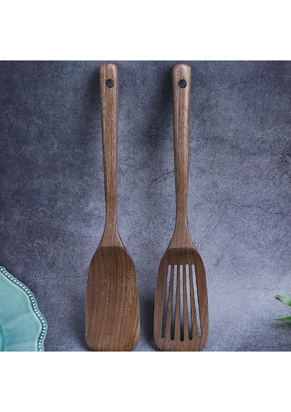 Ahşap Spatula ve Yemek Yemekleri Için Yuvalı Spatula, Siyah Ceviz Uzun Tutuklu Ahşap ve Yapışmaz Tencere Için Yuvalı Turner (Yurt Dışından) fırsatları