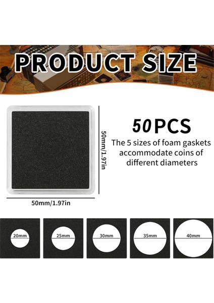 50 Adet Para Kapsülleri, 5 Boyu Siyah Contalı Para Snap Tutucular 20/25/30/35/40MM, Madeni Para Toplama Için Net Para Kasaları (Yurt Dışından) fiyatları