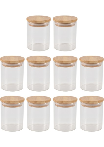 10PCS Bambu Ahşap Kapak Cam Kavanoz Kavanozu Air -Sabit Teneke Kutu Mutfak Depolama Şişeleri Kavanozlar Gıda Konteyneri Çay Kahve Çekirdekleri Şeker Kavanoz (Yurt Dışından)