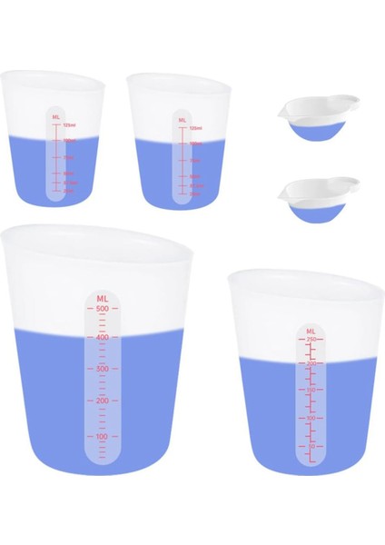 Epoksi Silikon Ölçüm Kabı, Yapışmaz Karıştırma Bardakları, Döküm Kalıpları Için 6 Adet Silikon Fincan Seti, 500ML, 250ML ve 125ML (Yurt Dışından)