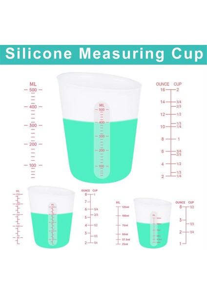 Epoksi Silikon Ölçüm Kabı, Yapışmaz Karıştırma Bardakları, Döküm Kalıpları Için 6 Adet Silikon Fincan Seti, 500ML, 250ML ve 125ML (Yurt Dışından) fiyatları