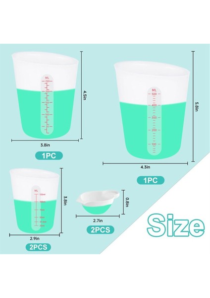Epoksi Silikon Ölçüm Kabı, Yapışmaz Karıştırma Bardakları, Döküm Kalıpları Için 6 Adet Silikon Fincan Seti, 500ML, 250ML ve 125ML (Yurt Dışından) modelleri