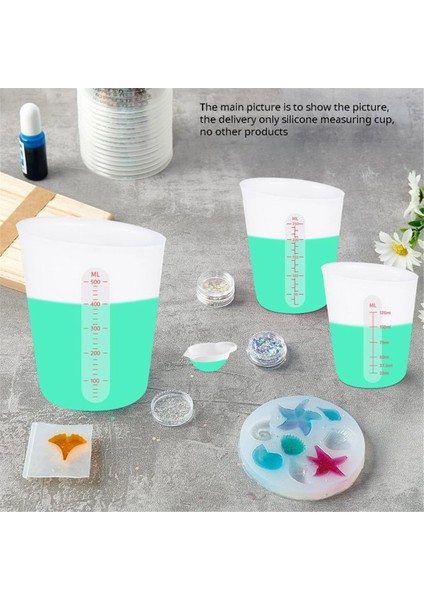 Epoksi Silikon Ölçüm Kabı, Yapışmaz Karıştırma Bardakları, Döküm Kalıpları Için 6 Adet Silikon Fincan Seti, 500ML, 250ML ve 125ML (Yurt Dışından) indirimleri