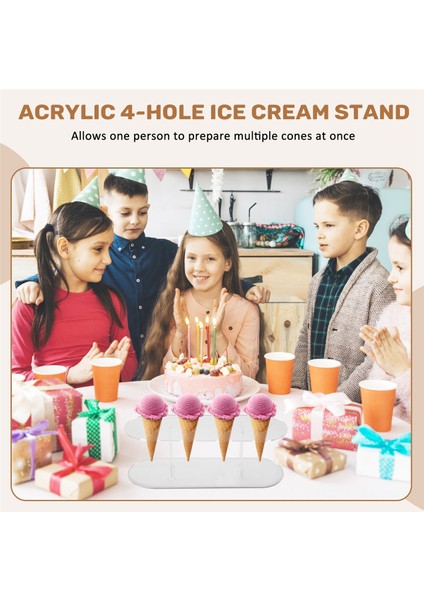 1pcs Akrilik 4 Delikli Çift Katmanlı Dondurma Koni Standı (Yurt Dışından) fırsatları
