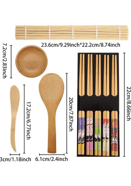 11 Paket Suşi Yapma Kiti Bambu Başlangıç ​​suşi Kiti Suşi Yuvarlanan Paspaslar Pirinç Kürek Pirinç Serpme Çubukları Içerir (Yurt Dışından) fırsatları