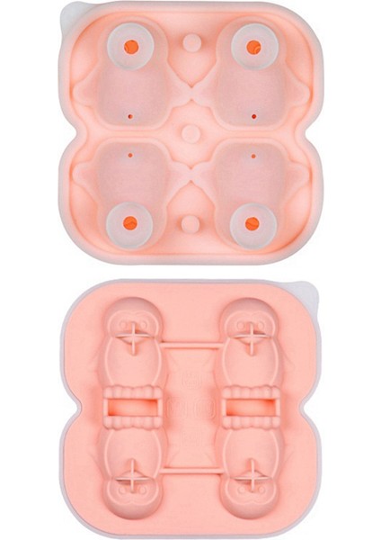 Penguen Buz Küp Kalıbı, Eğlenceli Şekiller Buz Küpü Tepsisi, Içecekler Için 4 Sevimli Penguen Buz Topu Yap Kokteyller Buzlu Kahve Pembe (Yurt Dışından)