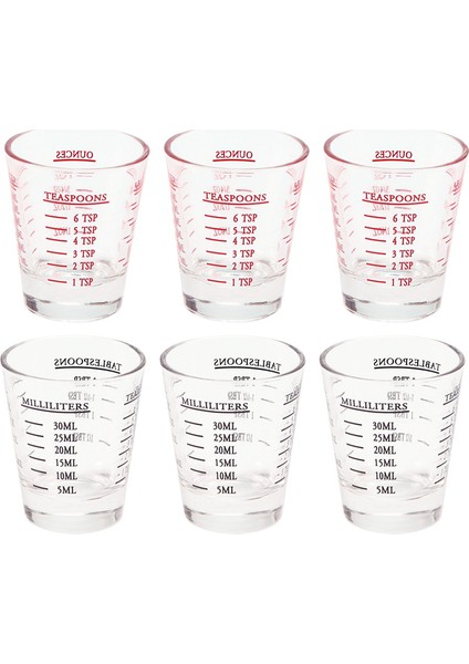 6pcs Ölçüm Kupası Espresso Atış Cam Sıvı Ağır Cam Şarap Camı 26 Incremantal Ölçüm 1oz, 6 Çay Kaşığı, 2 Tbs, 30ML (Yurt Dışından) fiyatları