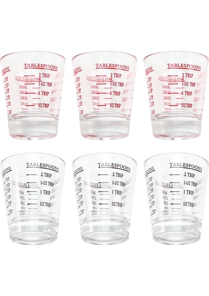 6pcs Ölçüm Kupası Espresso Atış Cam Sıvı Ağır Cam Şarap Camı 26 Incremantal Ölçüm 1oz, 6 Çay Kaşığı, 2 Tbs, 30ML (Yurt Dışından) modelleri