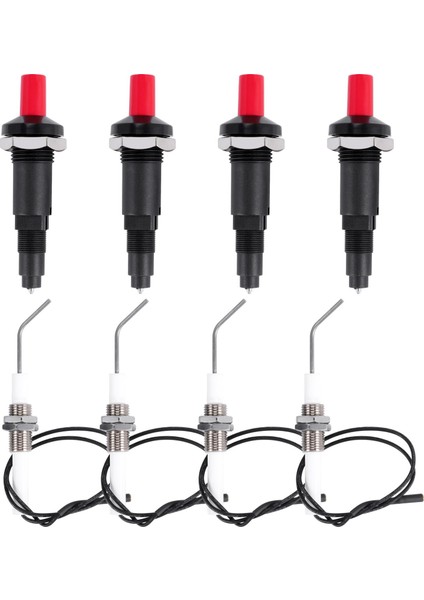 4 Adet Propan Push-Tipi Piezo Ateşleyici Kiti, Dişli Izgara Için 30 cm Dişli Seramik Elektrot Ateşleme Fişine Sahip (Yurt Dışından)