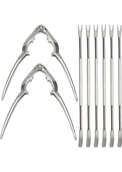 8 Adet Deniz Ürünleri Alet Kiti, Paslanmaz Çelik Yengeç Bacak Krakeri ve Çatal Somun Kraker Seti Kabuklu Deniz Ürünleri Sheller (Yurt Dışından)