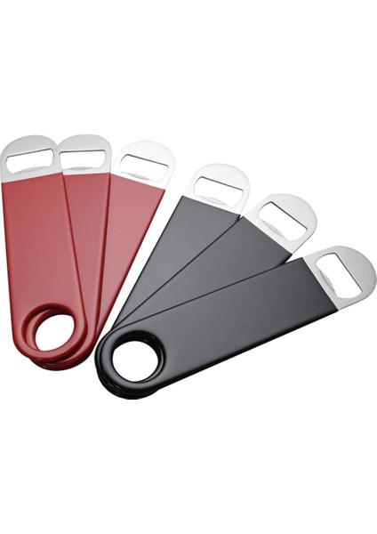 Barmen Şişe Açıcıları, Paslanmaz Çelik Çubuk Bira Açıcı Manuel Kaplı Saplı, 6 Paket (Siyah ve Kırmızı) (Yurt Dışından)