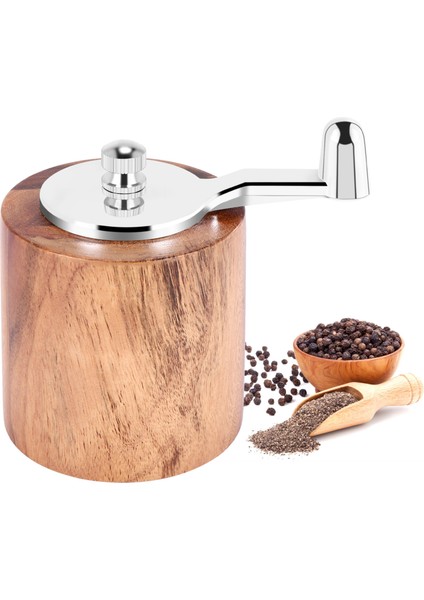 Biber Değirmeni, Klasik Saplı ve Ayarlanabilir Seramik Rotorlu El Krank Odun Biber Öğütücü (Yurt Dışından)