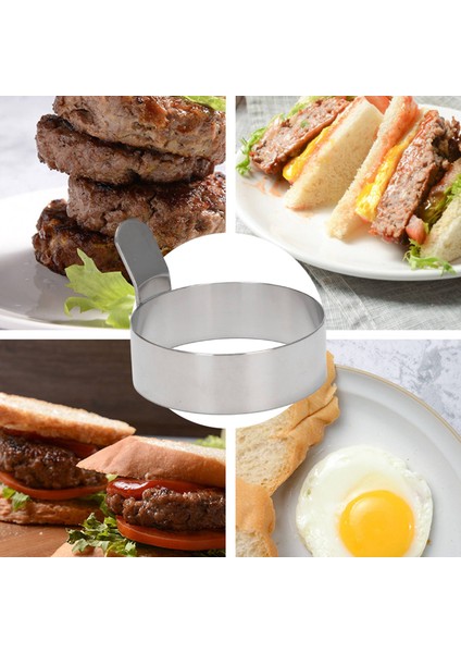 4 Pcs Yumurta Kızartma Halkaları Paslanmaz Çelik Omlet Model Krep Halkaları Mükemmel Daire Yuvarlak Yuvarlak Kızarmış Palık Kalıplı Sap Sap (Yurt Dışından) modelleri