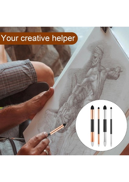 4pcs Sanatçı Karıştırma Sünger Kalemi, 2 Boyutlar Çift Başlı Karışık Kalem Çizim Ovma Sünger Pastel Pastel Karıştırma Güdük Kalem (Yurt Dışından) indirimleri