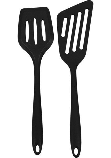 2 Adet Silikon Yuvalı Balık Turner Spatula, Çubuk Olmayan Tencere Pişirme, Pişirme, Isıya Dayanıklı, Siyah Için Flipper Spatulas (Yurt Dışından)