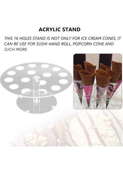16 Tutucu Akrilik Dondurma Koni/ Suşi El Rulosu Stand Şeffaf (Yurt Dışından) fiyatları