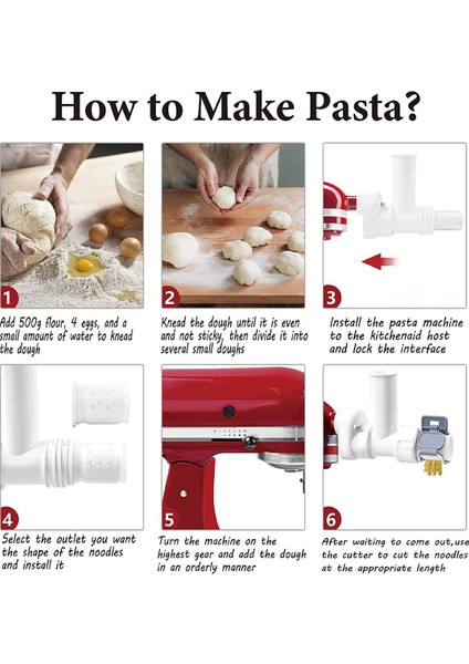 Kitchenaid Mikser Için Gurme Makarna Eki, 6 Farklı Şekilli Makarna Makarnası Seti Makarna Pres Çıkışı (Yurt Dışından) fırsatları