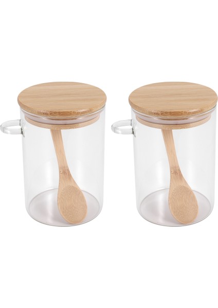 2pcs Bambu Kapaklı Şeker Kasesi ve Mutfak Stora Için Kaşık Temiz Cam Teneke Kutu Kavanoz (Yurt Dışından) fiyatları