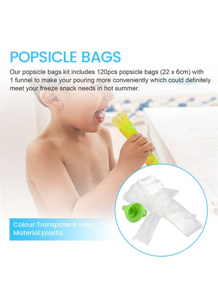 Tek Kullanımlık Popsicle Torbalar 120PCS Dondurucu Tüpleri, Huni ve Buz Kılıfları Suyu, Buz Şekeri Pops, Meyve ile Buz Torbaları (Yurt Dışından) fırsatları