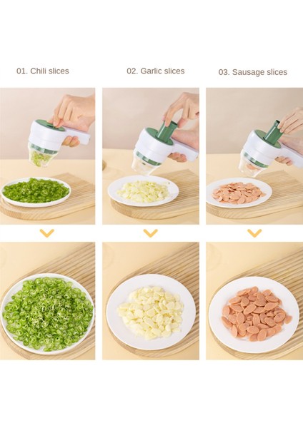 2 In1 Gıda Işleyicisi Elektrikli Sebze Dilim /helikopter Çok Fonksiyonlu Ev Mutfak Sarımsak Makinesi (Yurt Dışından)