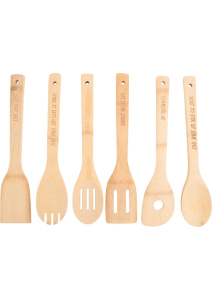 Komik Ahşap Kaşık Seti, 6pcs Ahşap Yemek Kaşları, Komik Sayılar ile Oyulmuş Ahşap Kahve Kaşık B (Yurt Dışından)