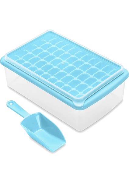 Kapak ve Depolama Kutusu ile Buz Küpü Tepsisi, Dökülme Dirençli Kapaklı, Konteyner, Kepçe Mavisi Olan Kolay Serbest Bırakma 55 Buz Tepsisi (Yurt Dışından)