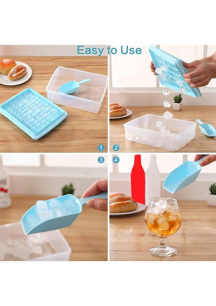 Kapak ve Depolama Kutusu ile Buz Küpü Tepsisi, Dökülme Dirençli Kapaklı, Konteyner, Kepçe Mavisi Olan Kolay Serbest Bırakma 55 Buz Tepsisi (Yurt Dışından) modelleri