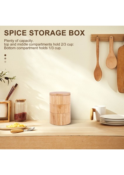 Bambu Üçlü Tuz Kutusu, Ahşap Kutu, Manyetik Döner Kapaklı Tuz Veya Baharat Için 3 Tılderli Yuvarlak Bambu Kutusu (Yurt Dışından) modelleri
