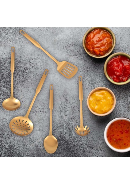 Paslanmaz Çelik Mutfak Eşyaları 5 Parçalı Pişirme Mala Seti, Mutfak Alet Seti, Altın (Yurt Dışından) fiyatları