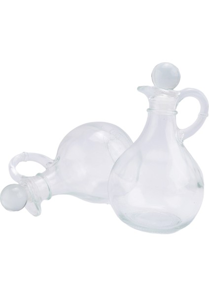 Cam Yağı ve Sirke Şişeleri (2 Adet Set) Tıpa ile Yuvarlak Cam Yağ Dağıtıcı Şişe (Yurt Dışından)