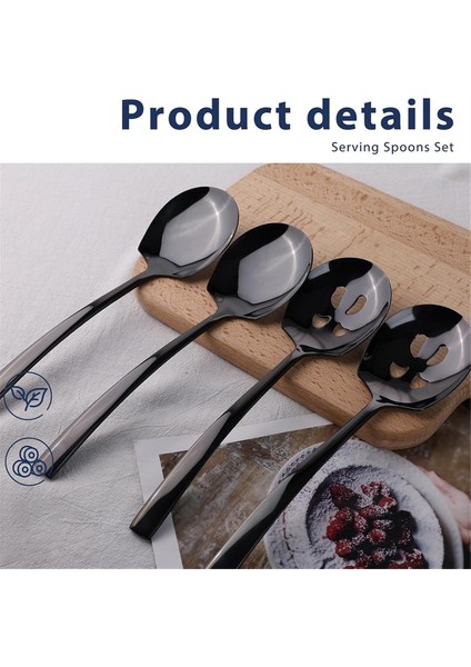 6pcs Servis Kaşık ve Oluklu Kaşıklar Seti, 9 Inç Paslanmaz Çelik Servis. (Yurt Dışından) fırsatları