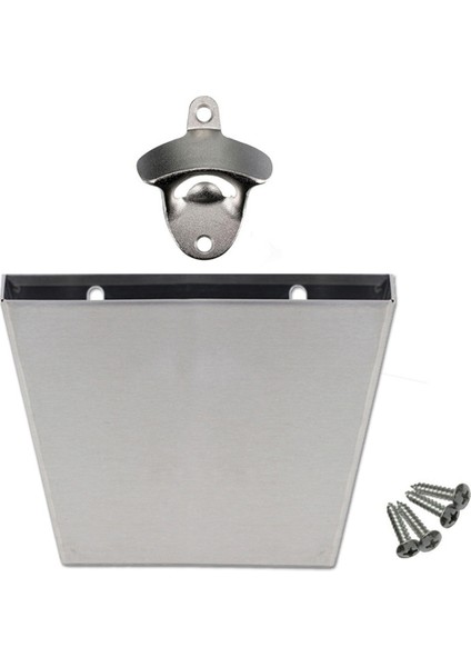 Paslanmaz Çelik Şişe Açıcı Duvara Monte Bira Kapağı Yakalayıcı Depolama Kovası Kutusu Mutfak Çubuğu Tutucu Aracı B. (Yurt Dışından)