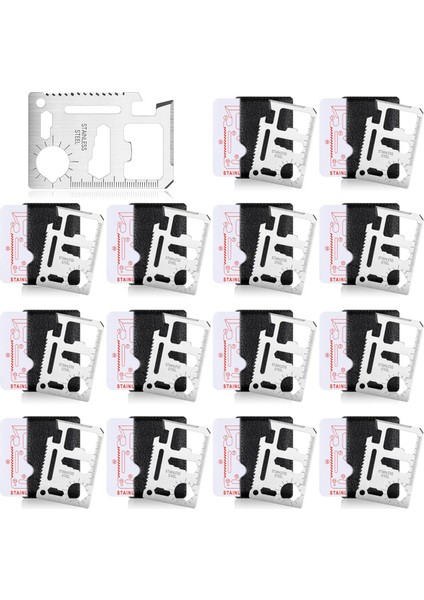 24 Set Paslanmaz Çelik 11 Arada Hayatta Kalma Cep Araçları Çok Alçalı Cüzdan Cüzdan Kart Kartı Çok Amaçlı Ölçekli Çift Cep Aracı (Yurt Dışından)