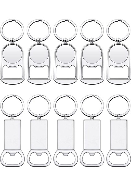 10 Adet Süblimasyon Boşlukları Anahtarlıklar Boş Metal Şişe Açıcı Anahtar Halkaları Dikdörtgen Isı Transferi Süblimasyon Anahtarlıkları (Yurt Dışından)