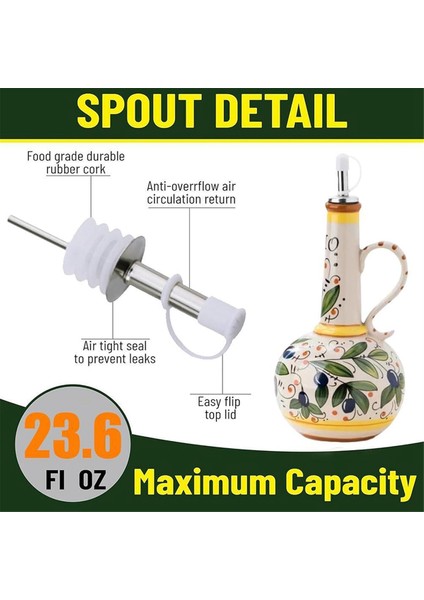 Seramik Zeytinyağı Dağıtıcı Şişe 23 Oz, Zeytinyağı Dispenser Şişe Seramik, Paslanmaz Çelik Spout Seramik Yağ Dağıtıcısı (Yurt Dışından) modelleri