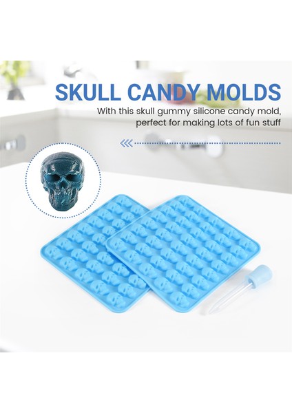 2pcs Sakızlı Kafatası Şeker Kalıpları Silikon, Çikolatalı Sakızlı Kalıplar 1 Damla ile Yapışmaz Gıda Sınıfı Silikon Şeker Mavisi (Yurt Dışından) fırsatları