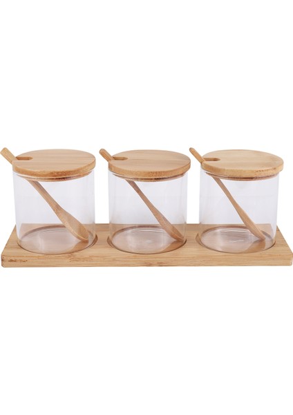 Kapak ve Kaşık ile Çeşni Kavanozları, 3 Baharat Kavanozu Seti Mutfak Şeffaf Çeşni Tuzlu Biber Saklama Kapları (Yurt Dışından)