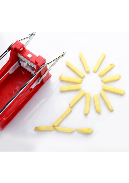 Paslanmaz Çelik Frand Fry Cutter Patates Sebze Kesiciler 2 Bıçaklar, Kırmızı (Yurt Dışından) fiyatları