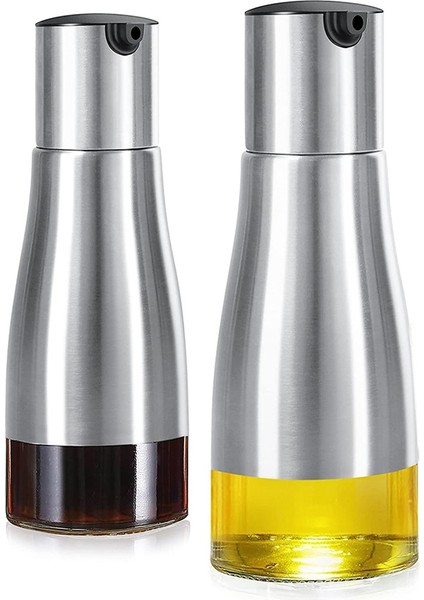 2pcs Zeytinyağı Şişesi Dispenser Seti, Yağ Dispenser Cruet Seti, Paslanmaz Çelik Zeytin Yağı Dispenser Zarif Cam Şişe (Yurt Dışından)