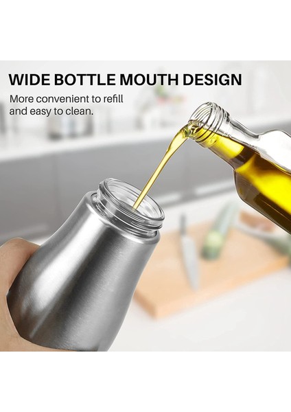 2pcs Zeytinyağı Şişesi Dispenser Seti, Yağ Dispenser Cruet Seti, Paslanmaz Çelik Zeytin Yağı Dispenser Zarif Cam Şişe (Yurt Dışından) fırsatları