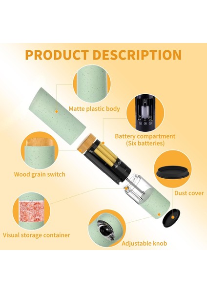 2 Pcs Elektrik Tuz ve Karabiber Öğütücü Ayarlanabilir Kaba Pille Destekli LED Işık ile Otomatik Çalışma (Yurt Dışından) fiyatları
