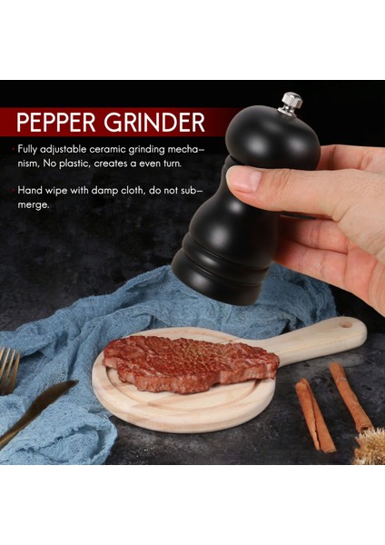 Ahşap Tuz ve Biber Öğütücü Set Manuel Biber Tuz Değirmeni Taraka, Ayarlanabilir Kaba Siyah (Yurt Dışından) modelleri