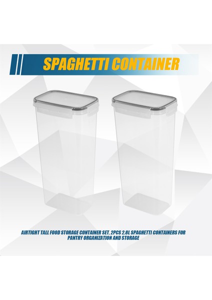 Kiler Organizasyonu ve Depolama Için Hava Geçirmez Uzun Gıda Saklama Konteyneri Seti, 2pcs 2.8l Spagetti Kapları (Yurt Dışından) fırsatları