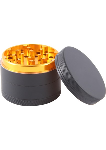 Alüminyum Bitki Öğütücü Siyah Kauçuk Boya Altın Renk Içinde - Büyük Kapasite 2.48 Inç 4 Parça (Yurt Dışından)