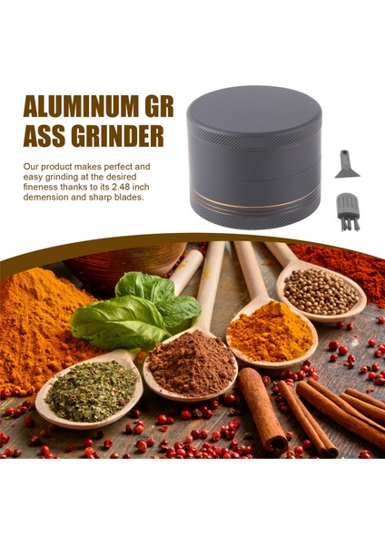 Alüminyum Bitki Öğütücü Siyah Kauçuk Boya Altın Renk Içinde - Büyük Kapasite 2.48 Inç 4 Parça (Yurt Dışından) indirimleri