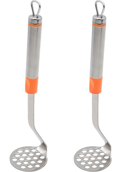 2pcs Paslanmaz Çelik Sarımsak Pres Patates Köfte Kitchen Gadget Çok Fonksiyonlu Manuel Masher Turuncu (Yurt Dışından)