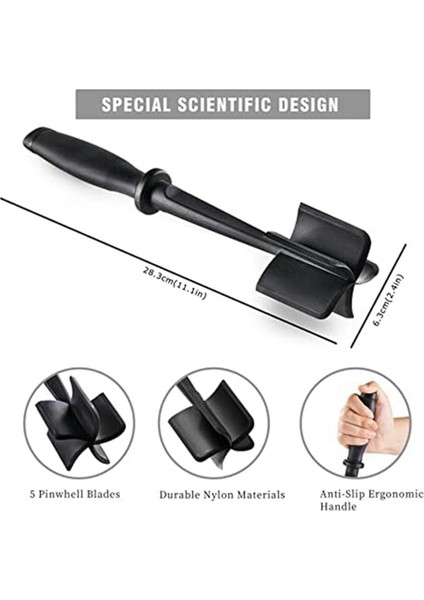 Kıyma Için Et Çipi, 5 Kavisli Bıçak Kıyma Sığır Eti Ezici, Naylon Et Spatula Kıyıcı, Mutfak Aletini Karıştırın ve Doğrayın (Yurt Dışından) fiyatları