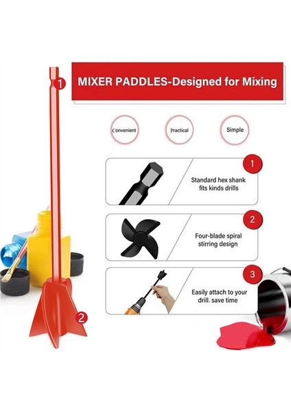 4pcs Epoksi Karıştırma Çubuk Boya Karıştırma Çubuğu Macun Çimento Boya Karıştırıcı, Yağlı Boya Için Matkap Aynası ile Bağlantı (Yurt Dışından) modelleri