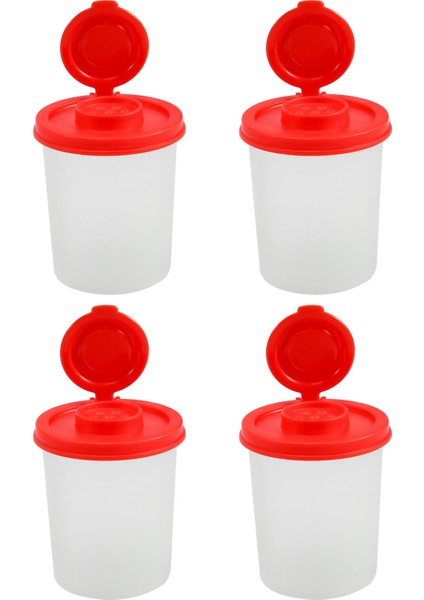 4pcs Tuz ve Biber Shakers Nem Kanıtı Kırmızı Kapaklı Tuz Çalkalayıcı Plastik Hava Etki Baharat Kavanoz Dispenser (Yurt Dışından)