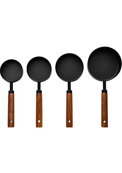 Pişirme, Kahve, Barmen Için Ayarlanan Ahşap Sap Paslanmaz Çelik Ölçüm Bardakları - Hassas Mutfak Aletleri A (Yurt Dışından)